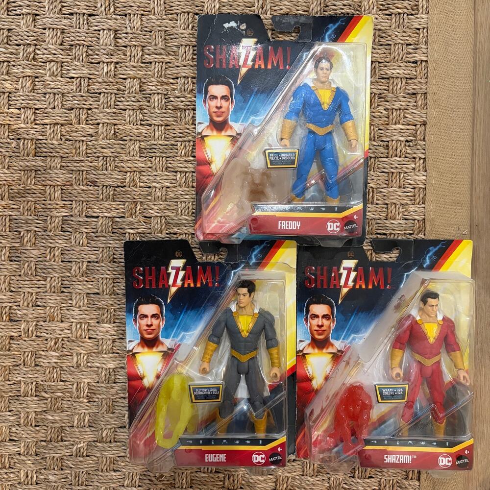 DC Comics Shazam! LOT 3 Figures Shazam, Eugene, Freddy 6" Figures NEW